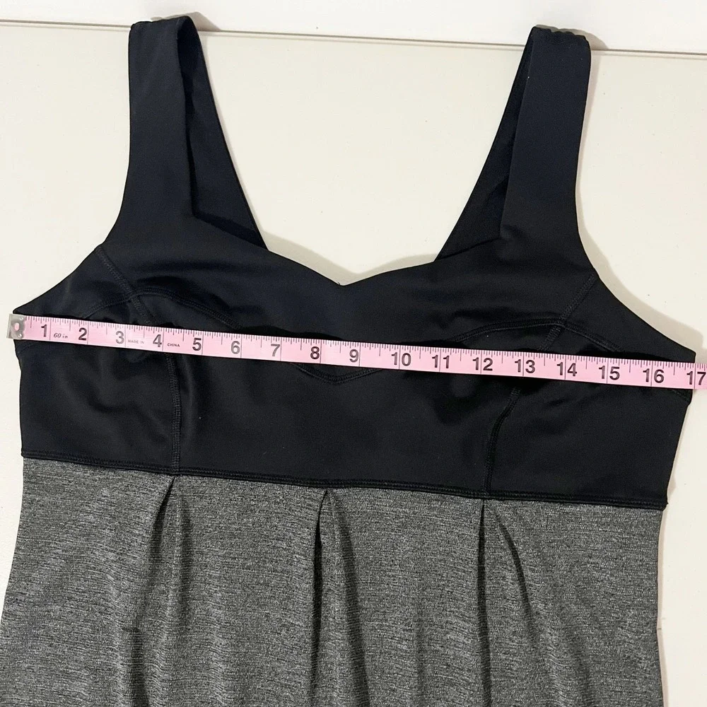 Lululemon No Limits Tank Top Black Heathered Coal Pleated Cinch Hem Size‎ 6